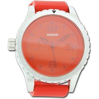 OOZOO Quarzuhr Oozoo Unisex Armbanduhr Vintage Series, Unisexuhr Lederarmband orange, rundes Gehäuse, extra groß (ca. 51mm) von Oozoo