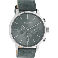 OOZOO Quarzuhr Oozoo Unisex Armbanduhr grau Analog, Damen, Herrenuhr rund, groß (ca. 45mm) Lederarmband, Fashion-Style von Oozoo