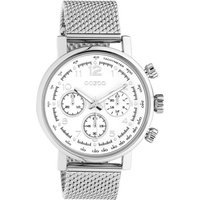 OOZOO Quarzuhr Oozoo Unisex Armbanduhr silber Analog, Damen, Herrenuhr rund, groß (ca. 42mm) Edelstahlarmband, Casual-Style von Oozoo