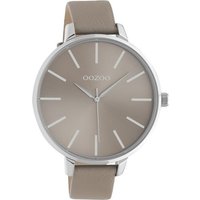 OOZOO Quarzuhr XL Damenuhr C10712 Taupe Lederband 48 mm von Oozoo