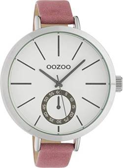 Oozoo Damenuhr mit Lederband XXL 48 MM Weiß/Rosa C10464 von Oozoo
