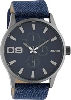 Oozoo Herrenuhr Chrono Look mit Lederband 48 MM Dunkelblau/Jeans C10345 von Oozoo