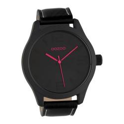 Oozoo Herrenuhr mit Lederband 45 MM Pink/Schwarz C1068 von Oozoo