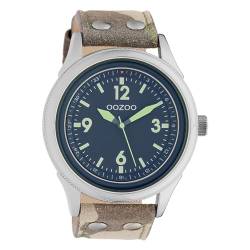 Oozoo Herrenuhr mit Lederband Ø 48 mm Camouflage/Grau C10353 von Oozoo