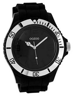 Oozoo Herrenuhr mit Silikonarmband Bicolor Zweifarbig 48 MM Schwarz/Silberfarben C4169 von Oozoo