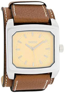 Oozoo Herrenuhr mit Unterleg Lederband 45 MM Creme/Cognac C5211 von Oozoo