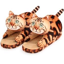 Openhahaha Lustige Hausschuhe Damen,Plüsch Katzen Hüttenschuhe,Winter Wärme Weiche Pantoffeln Herren,Kuschel Tiere Hausschlappen,Katzendesign Home Slipper,Weihnachts Geschenke Für Frauen/Mädchen von Openhahaha