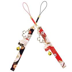 Operitacx 2 Stück Glückskatzen-Schlüsselanhänger mit Glocken-Anhänger, japanische Maneki-Neko-Schlüsselanhänger, Handy-Schlüsselanhänger, Schlüsselband, Tasche, Charms für Handag, Rucksack, Handy von Operitacx
