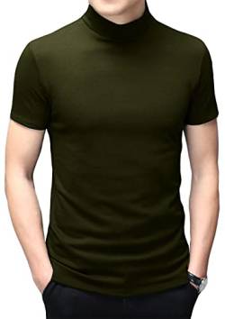 Herren T-Shirts Kurzarm Polo-Ausschnitt Basic Stehkragen Slim Fit Solid Tops Kurzärmelige Hemden Grün, L von Ophestin