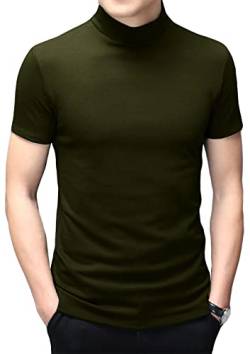 Herren T-Shirts Kurzarm Polo-Ausschnitt Basic Stehkragen Slim Fit Solid Tops Kurzärmelige Hemden Grün, M von Ophestin