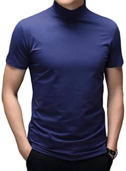 Herren T-Shirts Kurzarm Polo-Ausschnitt Basic Stehkragen Slim Fit Solid Tops Kurzärmelige Hemden Königsblau, 3XL von Ophestin