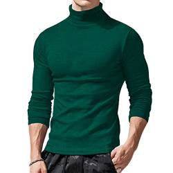 Ophestin Herren Basic Rollkragen Top Pullover Slim Fit Langarm Pullover Rollkragen Shirt Casual Bluse Sweatshirts, grün, L von Ophestin