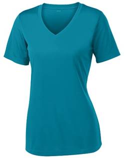 Opna Damen Kurzarm Feuchtigkeitstransport Athletic Shirts Größen XS-4XL, Tropical Blue, XX-Large von Opna