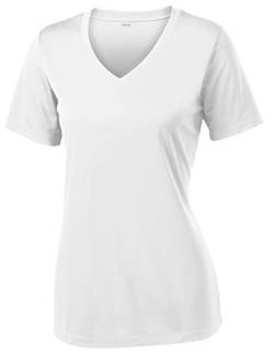 Opna Damen Kurzarm-Shirt, feuchtigkeitsableitend, Sport-Shirt, Größen XS-4XL, Weiß, Groß von Opna