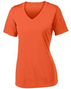 Opna Damen Kurzarm-Shirt, feuchtigkeitsableitend, Sport-Shirt, Größen XS-4XL - Orange - Groß von Opna