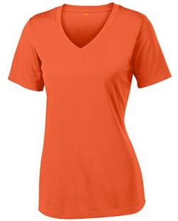 Opna Damen Kurzarm-Shirt, feuchtigkeitsableitend, Sport-Shirt, Größen XS-4XL - Orange - Mittel von Opna