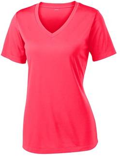 Opna Damen Kurzarm-Shirt, feuchtigkeitsableitend, Sport-Shirt, Größen XS-4XL - Rot - Mittel von Opna