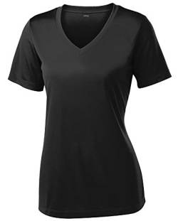 Opna Damen Kurzarm-Shirt, feuchtigkeitsableitend, Sport-Shirt, Größen XS-4XL - Schwarz - 4X-Groß von Opna