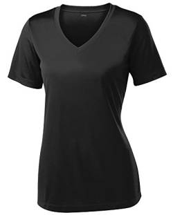 Opna Damen Kurzarm-Shirt, feuchtigkeitsableitend, athletisches Shirt, Schwarz, 3X-Groß von Opna