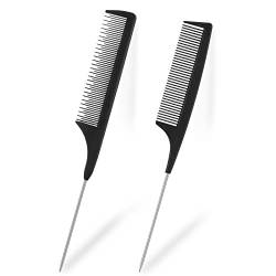2 Stück Stielkamm, Professioneller Kit Haarkamm Hair Comb Teasing Hair Brush Antistatischer für Männer und Frauen von Opopark