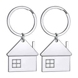 Opopark 2 Stück Schlüsselanhänger für Zuhause, Haus-Schlüsselanhänger, passender Schlüsselanhänger, Einweihungsfeier, Geschenke für Freunde, Paare und Familie von Opopark