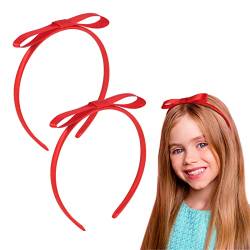 Opopark 2 Stück rote Schleife Haarband, Vintage Stirnbänder Knoten Haarband Haarschmuck für Frauen und Mädchen, Geschenk Haarschmuck für Kinder, Service Cosplay (rot) von Opopark