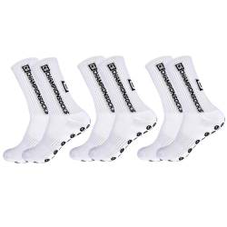 Opopark 3 Paare Fußballsocken für Herren Damen,39-46 Sportsocken Anti Rutsch Grip Fußball Socken Rutschfeste Sportsocken für Fussball Basketball Laufen(weiß) von Opopark