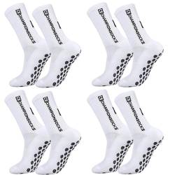 Opopark 4 Paar Sportsocken Fußballsocken für Herren Damen,39-46 Rutschfeste Grip Socken Fussball Socken weiß,OutdoorSport Atmungsaktiv Laufsocken Kompression Elastische Socken von Opopark