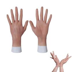 Oppaionaho Realistische Silikon weibliche Handschuhe Kurze künstliche Haut Handschuhe mit Haut Textur für Crossdresser Cosplay (Silikon, 2) von Oppaionaho