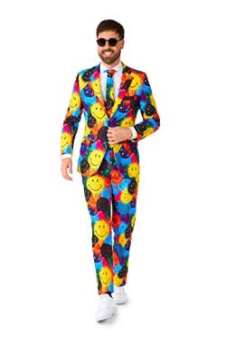OppoSuits Anzug für Herren - Lizenziertes Smiley Company Partykostüm - Mehrfarbig - Smiley Drip Graffiti Print von OppoSuits