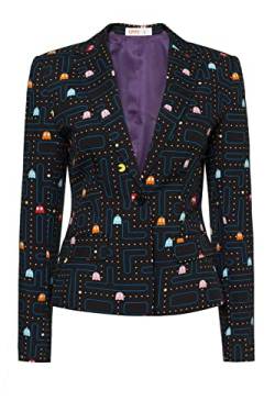 OppoSuits Damen Madam Pac-Man™ Blazer - Lässig und Party - Retro-Gaming-Outfit - Stylische, Hochwertige Jacke - Mehrfarbig von OppoSuits