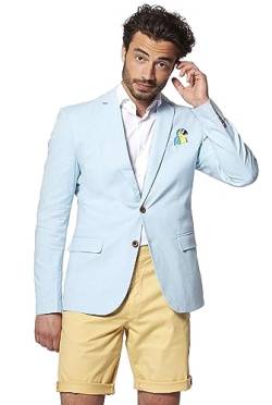 OppoSuits Deluxe Herren-Blazer - Anzugjacke mit tropischen Sommervögeln, Pastellblau von OppoSuits