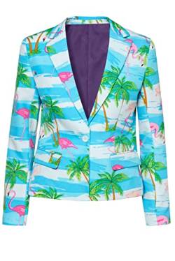 OppoSuits Flamingirl-Blazer für Damen - Partyanzug - Halloween und Partys - Stilvolle, Hochwertige Jacke - Mehrfarbig von OppoSuits