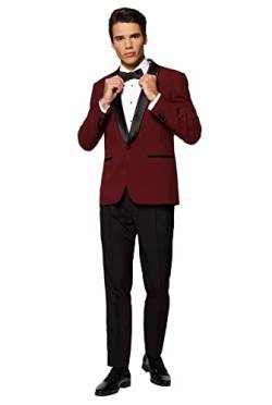 OppoSuits Formales Outfit für Männer - Premium Smoking - Tailliertes Outfit - Burgunderrot und Schwarz - Inklusive Blazer, Hose und Fliege von OppoSuits
