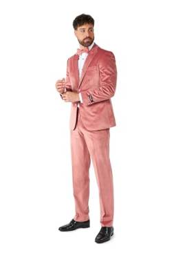 OppoSuits Formales Outfit für Männer - Premium Smoking - Tailliertes Outfit - Rosafarbener Samtdruck - Inklusive Blazer, Hose und Fliege von OppoSuits