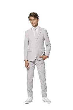 OppoSuits Groovy Grauer Einfarbiger Anzug für Teenager-Jungen - Abschlussball- und Hochzeitsfeier-Outfit - einschließlich Blazer, Hose und Krawatte - Grau - Größe 10 Jahre von OppoSuits