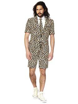 OppoSuits Herren Men Suit Business-Anzug Hosen-Set Inklusive Shorts, Kurzarmjacke & Krawatte, The Jag, 46 EU von OppoSuits