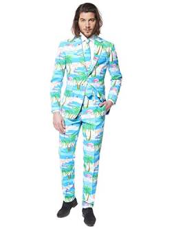 OppoSuits Herren Opposuits Crazy Prom Suits For Men – Flaminguy Anzug - Komplettes Set: Jackett, Hose und Krawatte, Blau, 52 von OppoSuits