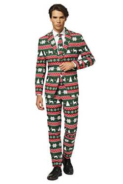 OppoSuits Herren Opposuits Erkekler için Noel elbiseleri – Ceket, pantolon ve kravattan oluşur Herrenanzug, Festive Green, 52 EU von OppoSuits