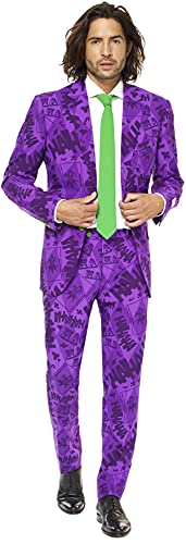 OppoSuits Herren Opposuits – The Joker™ Licensed Superhero Halloween Costumes For Men Full Suit: Jacket, Pants Herrenanzug, Violett, 54 EU von OppoSuits