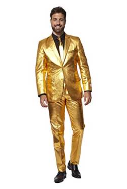 OppoSuits Herren-Partyanzug in Gold - Silvester- und Weihnachtsfeier-Kostüm - Golden Metallic - Inklusive passender Jacke, Hose und Krawatte - Größe US 40 von OppoSuits