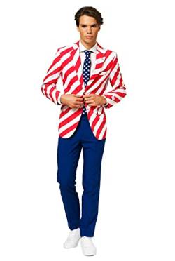 OppoSuits Herren-Stars und Stripes Party Kostüm Anzug, United Stripes, EU 50 von OppoSuits