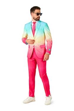 OppoSuits Herrenanzug - Funky Faded Rainbow - Pink, Blau, Gelb - Partykostüm-Outfit von OppoSuits