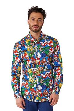 OppoSuits Herrenhemd - Offizielles Nintendo Super Mario™ Hemd mit Langen Ärmeln und Knopfleiste - Tailliertes Hemd von OppoSuits