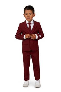 OppoSuits Jungen Blazing Burgund Einfarbiger Anzug - Abschlussball- und Hochzeitsfeier-Outfit - Inklusive Blazer, Hose und Krawatte - Rot von OppoSuits
