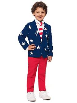 OppoSuits Lustige Verrückt Anzüge für Jungen 2 - 8 Jahre alt - Kommt mit Jacke, Hose und Krawatte Stars and Stripes 122/128 EU (8Y) von OppoSuits