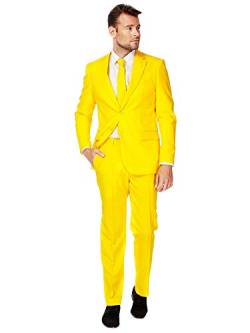 OppoSuits Modisch Party Einfarbige Anzüge für Herren - Mit Jackett, Hose und Krawatte, Gelb (Yellow Fellow), 46 EU von OppoSuits
