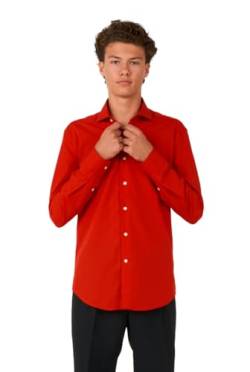 OppoSuits Teen Boys Shirt - Langärmliges rotes Hemd - Hellrot - Teenager-Weihnachtskleidung von OppoSuits