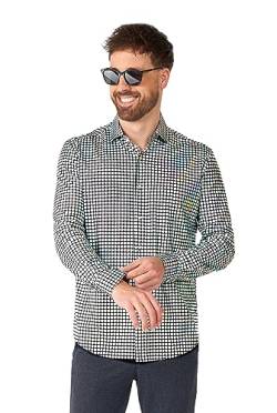 Opposuits Herren Hemd Partyhemd Karneval Festival Outfit inkl. 1 Button-Up Shirt, Hemd Ls Discoballer, Klein von OppoSuits