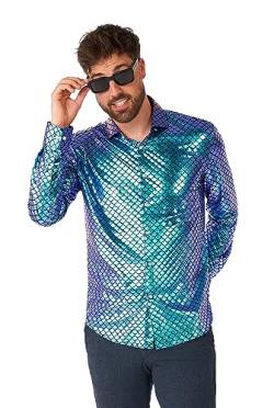 Opposuits Herren Hemd Partyhemd Karneval Festival Outfit inkl. 1 Button-Up Shirt, Hemd Ls Fancy Fish, Mittel von OppoSuits